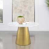 Ambrose - Round Marble Top Dining Table - Brushed Gold by Coaster Fine Furniture | Bel Furniture