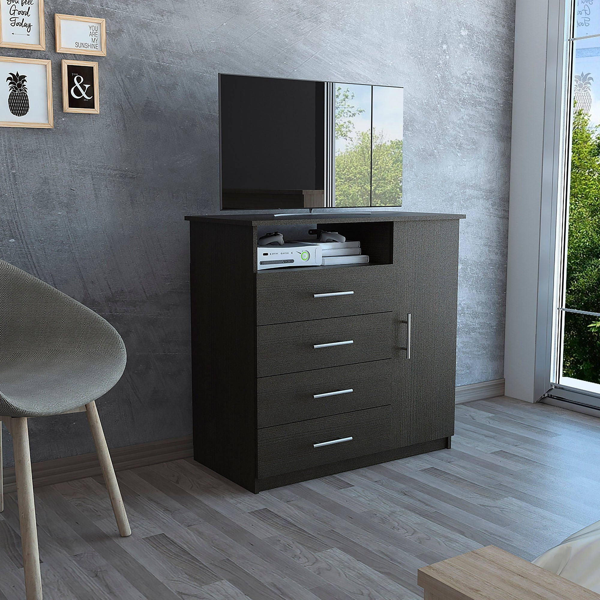 Four Drawer Dresser - Black