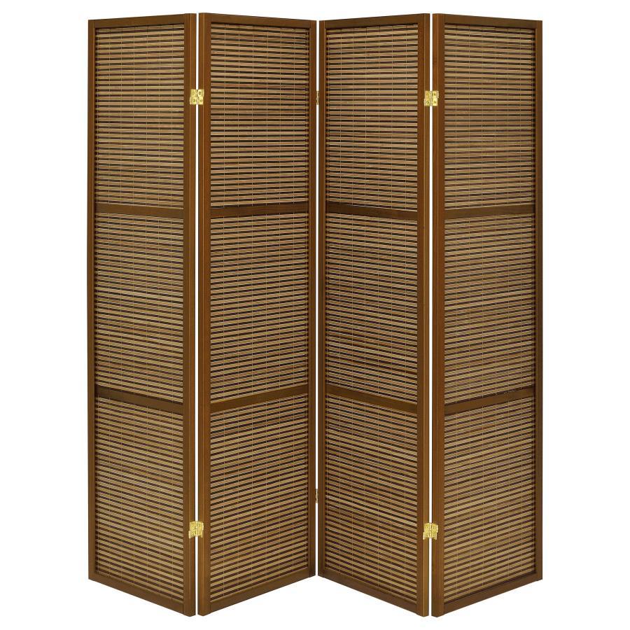 Browning - 4-Panel Bamboo Room Divider Folding Screen - Walnut by Coaster Fine Furniture | Bel Furniture