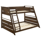 Holden - Wood Veneer Bunk Bed Dark Brown Twin over Full by Coaster Fine Furniture | Bel Furniture
