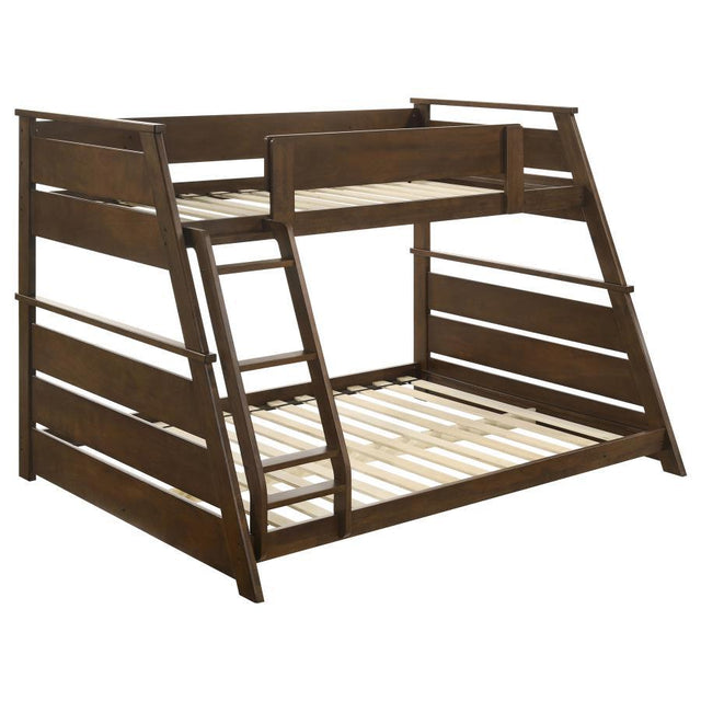 Holden - Wood Veneer Bunk Bed Dark Brown Twin over Full by Coaster Fine Furniture | Bel Furniture