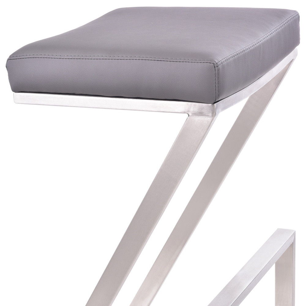 Iron Backless Counter Height Bar Chair - Gray / Silver