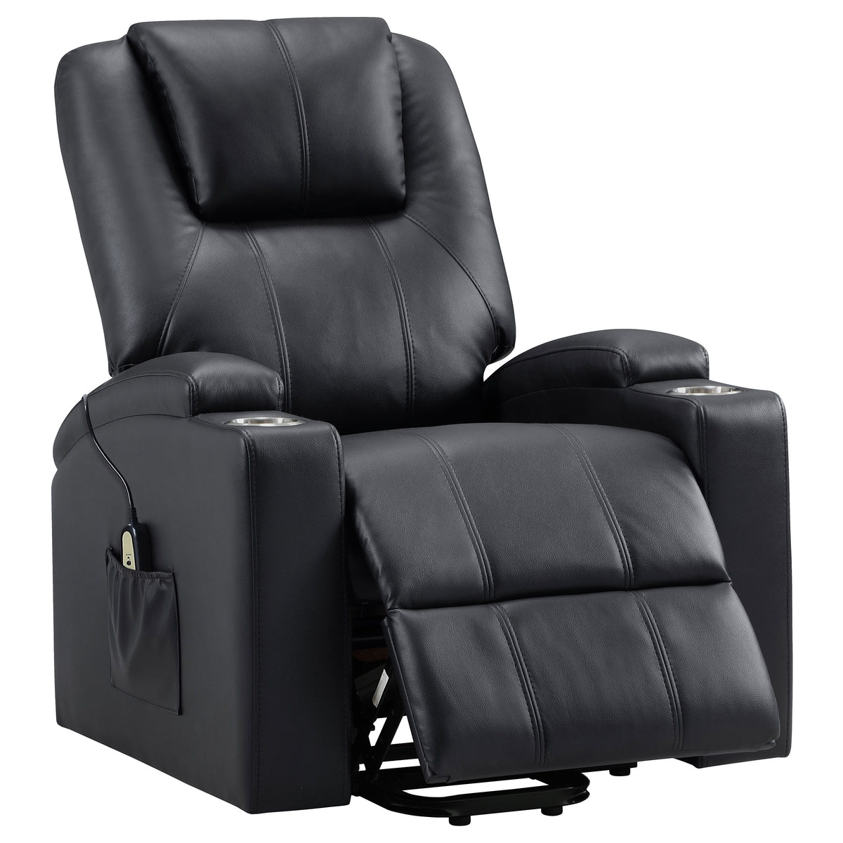 Armstrong - Upholstered Power Lift Massage Recliner Black by Coaster Fine Furniture | Bel Furniture