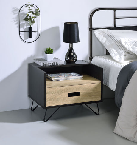 Melkree - Accent Table With Display & Utility Function - Oak / Black by Urban Nest | Bel Furniture