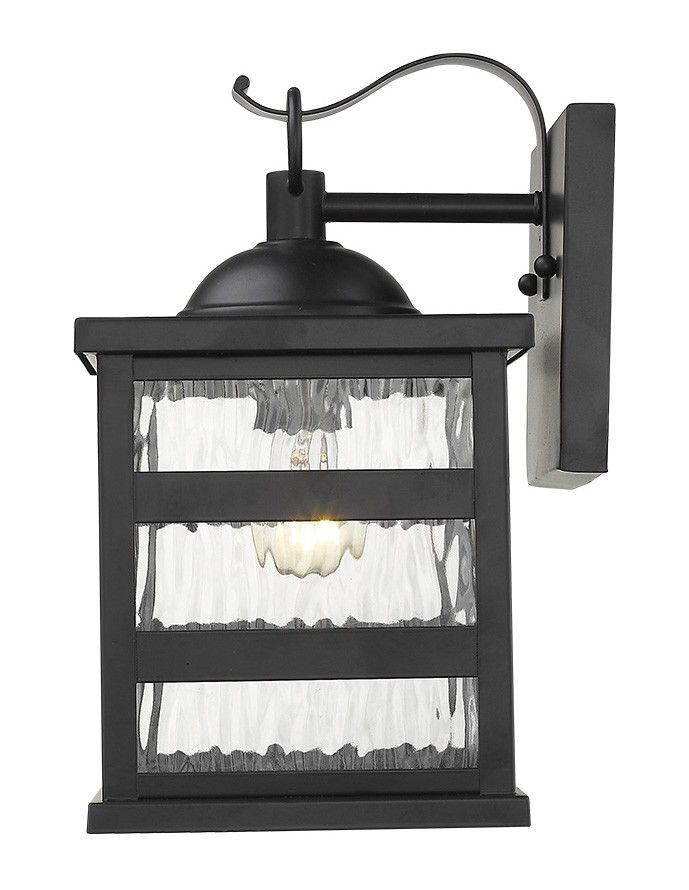 Glass Panel Outdoor Hanging Light - Matte Black