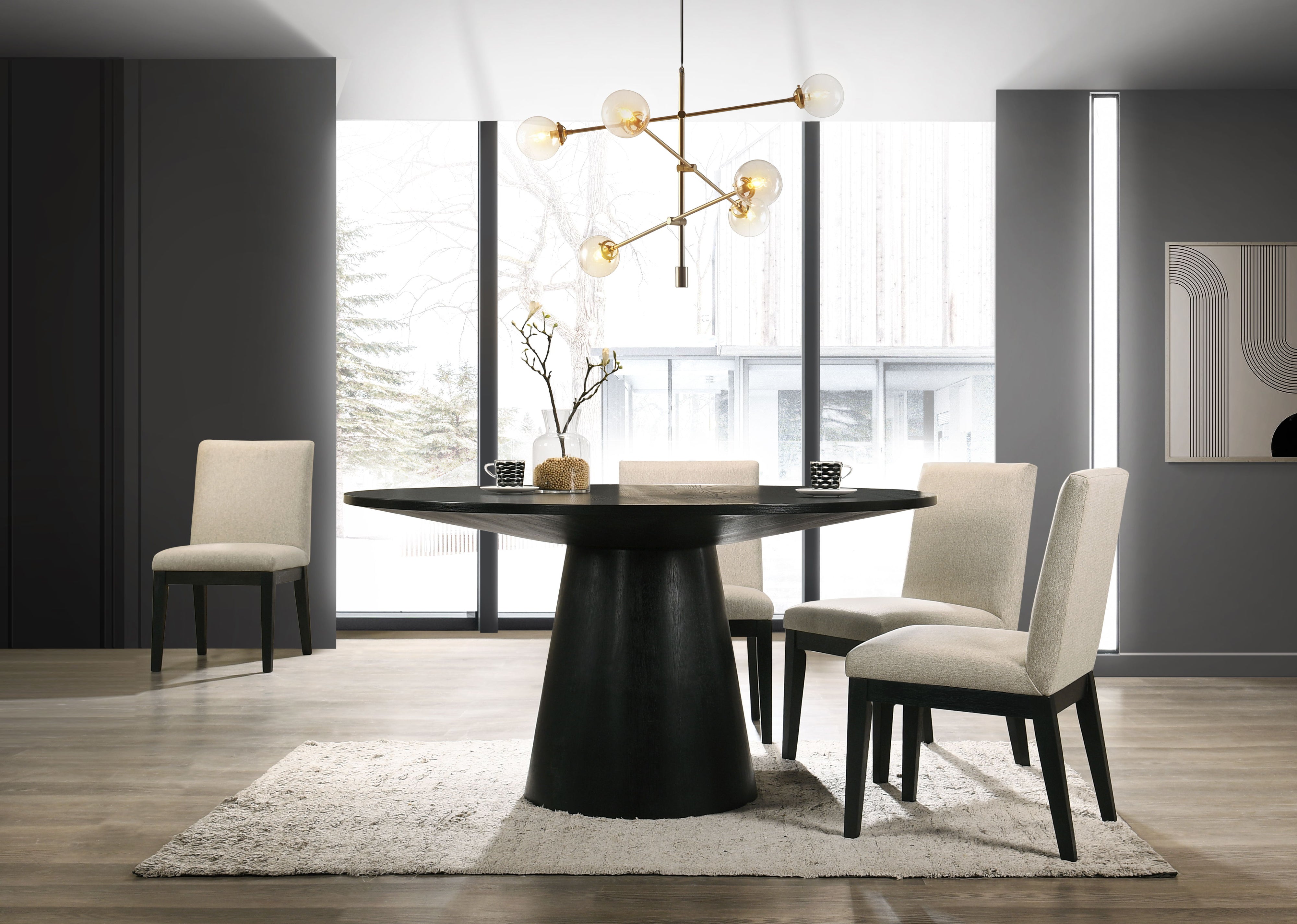 Jasper - Wide Contemporary Round Dining Table Set