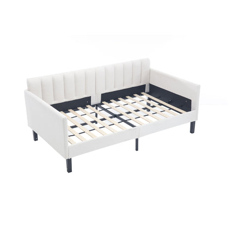 Elena - Boucle Upholstered Daybed, Ribbed Tufted Backrest - view 11