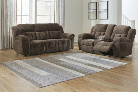 Frohn - Reclining Living Room Set Dark Brown 2 Pc. Reclining Sofa, Reclining Loveseat With Console by Signature Design by Ashley® | Bel Furniture