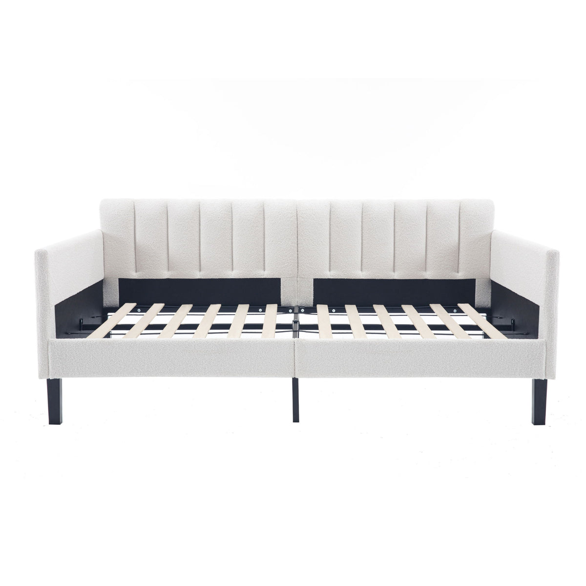Elena - Boucle Upholstered Daybed, Ribbed Tufted Backrest