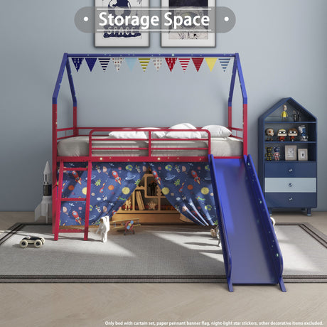 Jack - House Loft Bed With Slide And Curtain Set - view 37