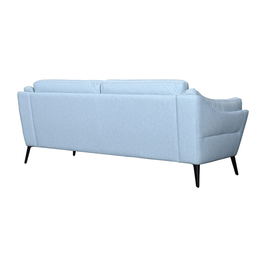 Leather Sofa With Black Legs - Sky Blue