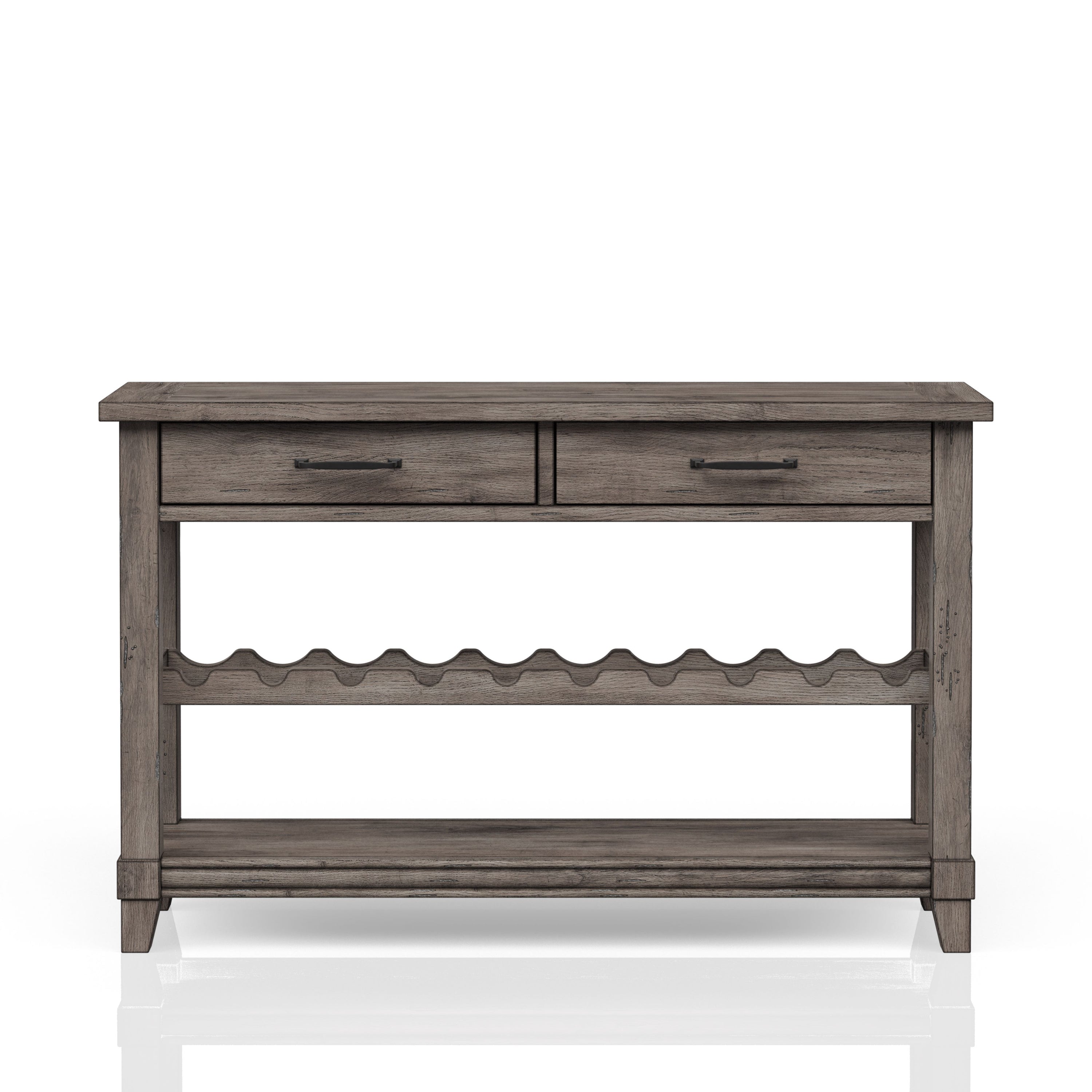 Console Table With Wine Bottle Storage Storage Drawers - Gray