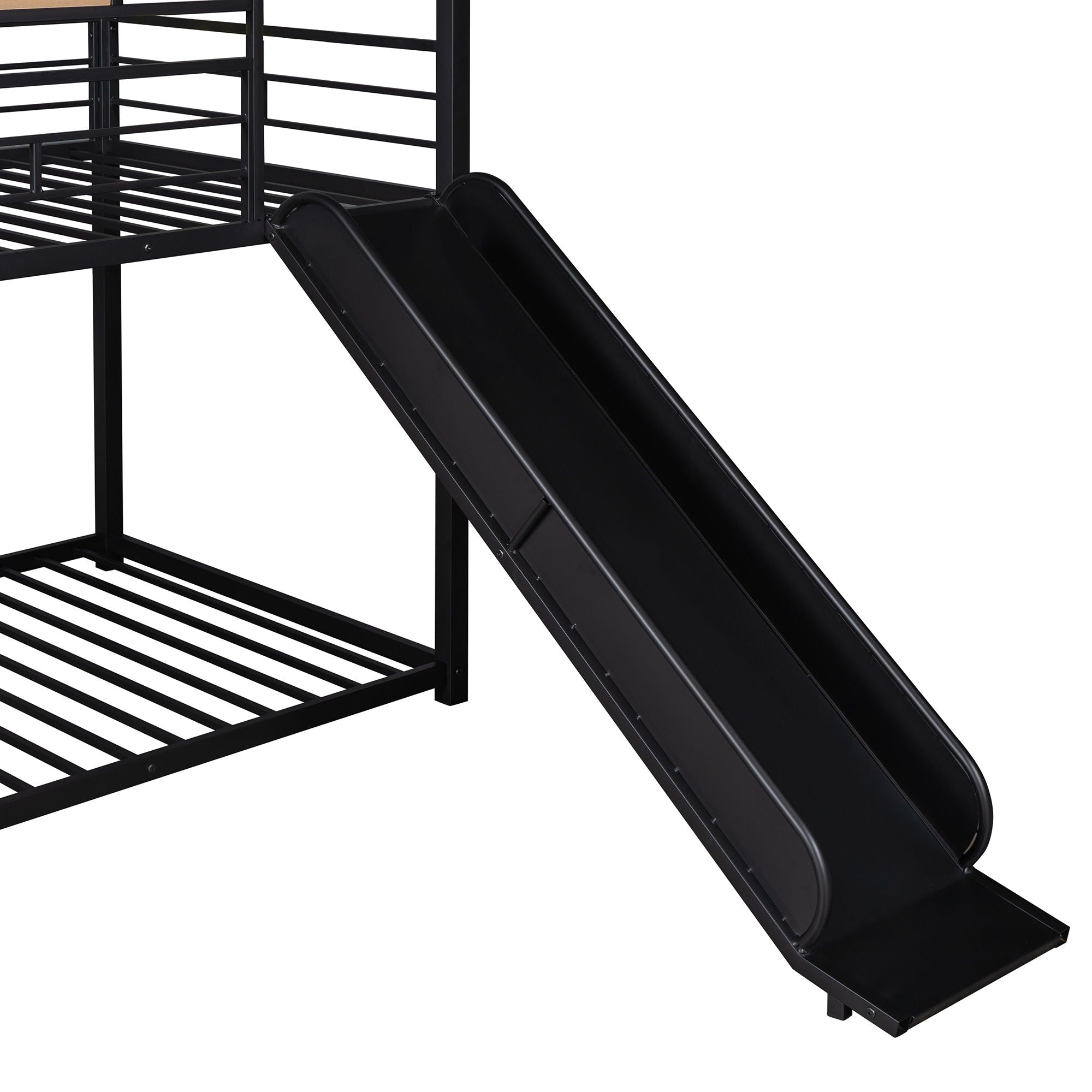 Twin Over Twin Metal Bunk Bed, Metal Housebed With Slide, Three Colors Available