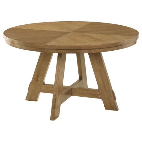 Danvers - Round Wood Dining Table - Brown Oak by Coaster Fine Furniture | Bel Furniture
