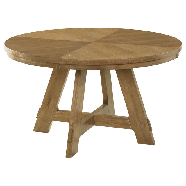Danvers - Round Wood Dining Table - Brown Oak by Coaster Fine Furniture | Bel Furniture