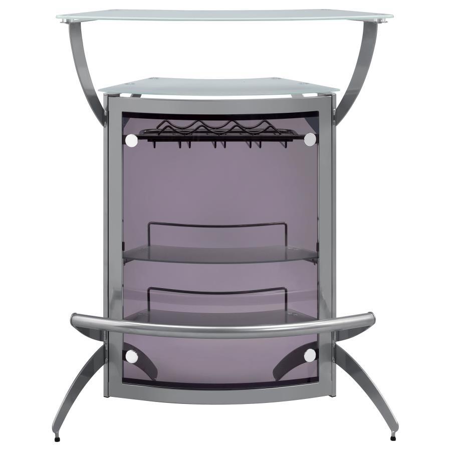 Dallas - 2-Shelf Curved Freestanding Home Bar Cabinet by CoasterEssence | Bel Furniture