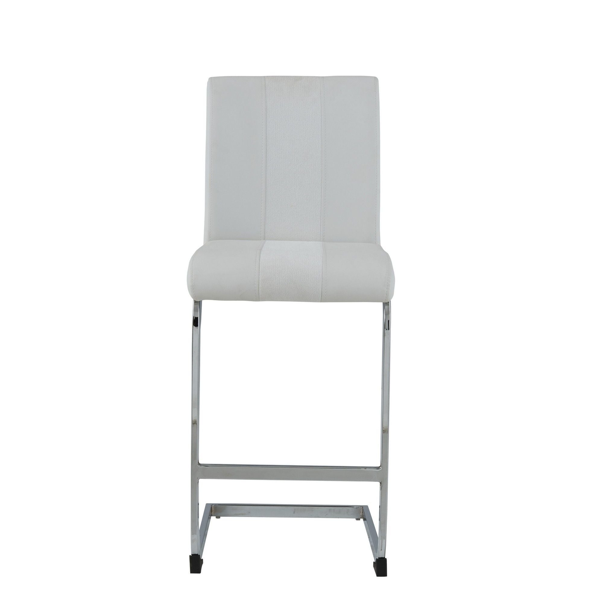 Metal Low Back Counter Height Bar Chairs (Set of 4) - White / Silver