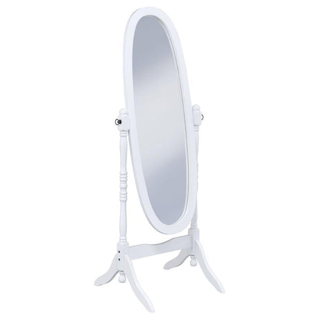 Foyet - Wood Adjustable Length Cheval Mirror White by CoasterEveryday | Bel Furniture