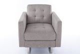 Victoria - Linen Fabric Armchair With Metal Legs, Side Pockets, And Pillow by Lilola Home | Bel Furniture