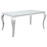Carone - Rectangular Glass Top Dining Table White 61"W x 37"D x 30"H by CoasterEssence | Bel Furniture