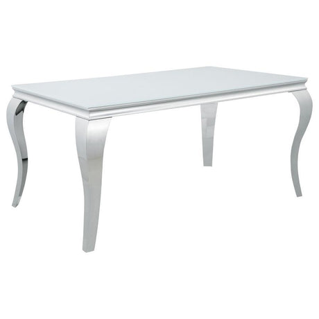 Carone - Rectangular Glass Top Dining Table White 61"W x 37"D x 30"H by CoasterEssence | Bel Furniture