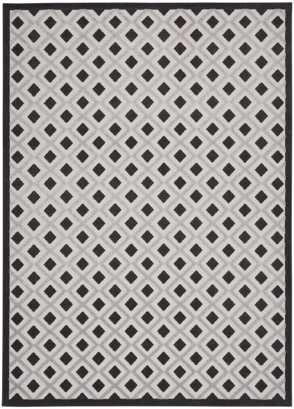 10' X 13' Gingham Non Skid Indoor / Outdoor Area Rug - Black / White