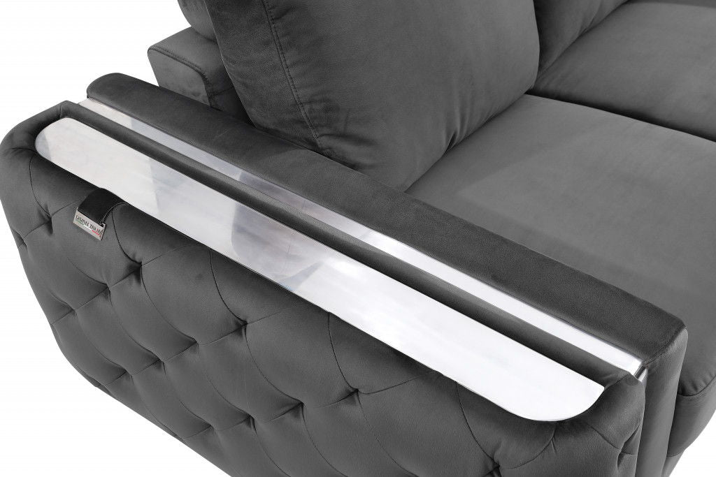 Sofa With Silver Legs - Gray