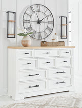 Ashbryn - White / Natural - Dresser by Benchcraft® | Bel Furniture