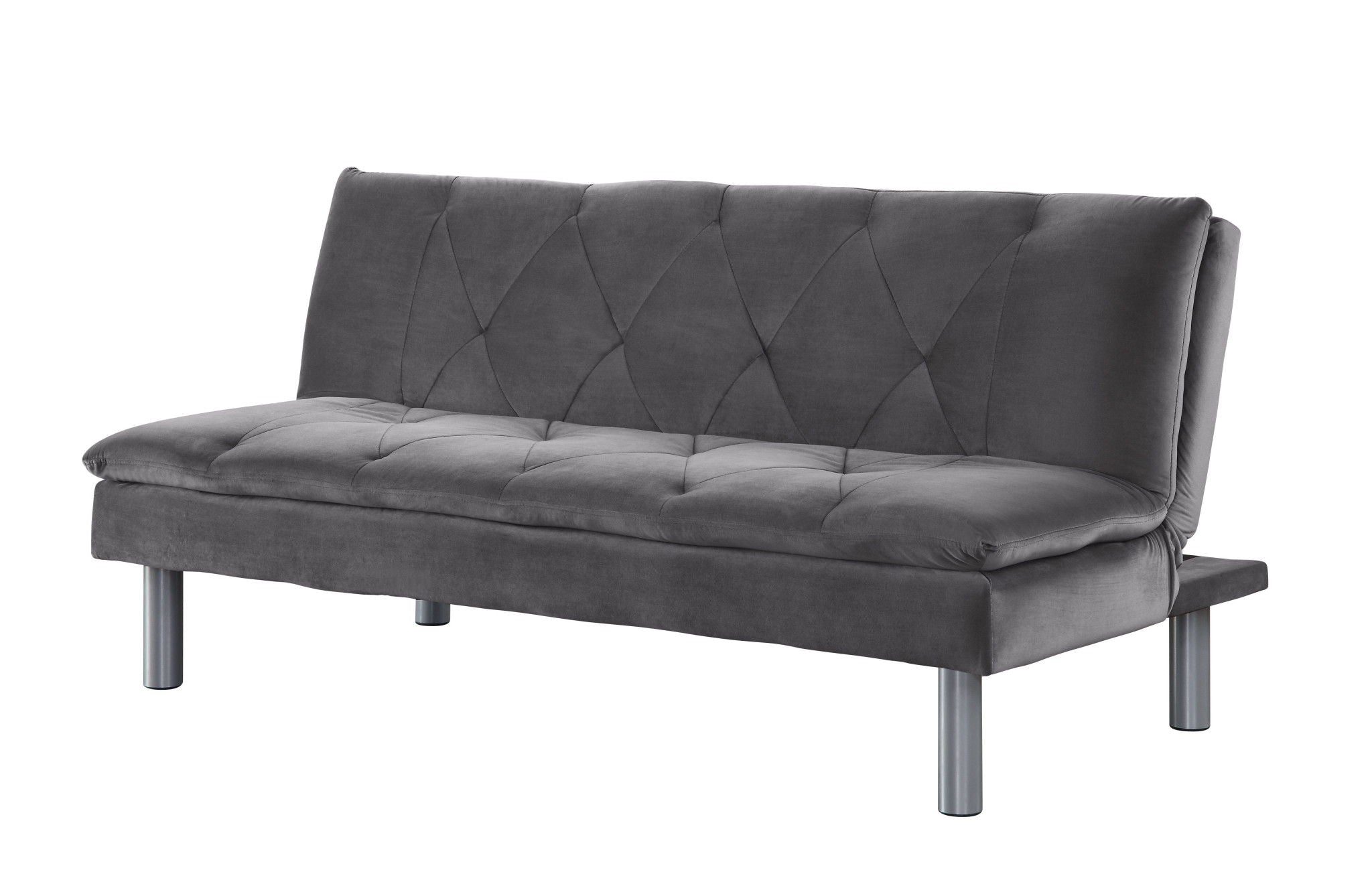 Velvet Sleeper Sleeper Sofa With Silver Legs - Gray