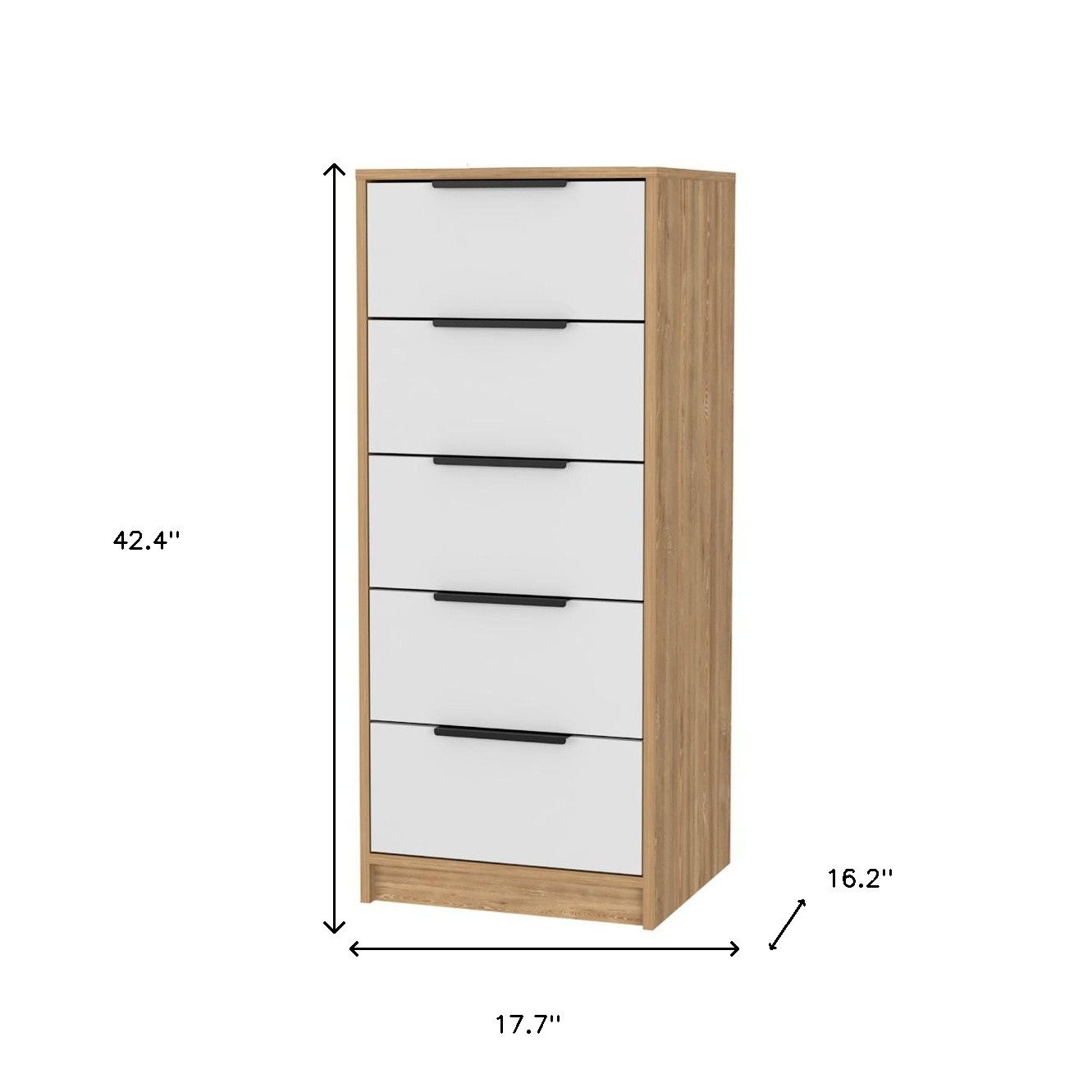 Five Drawer Standard Chest - White / Natural