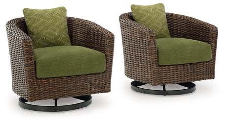 Horizon Hall - Brown / Green - Swivel Lounge With Cushion by Signature Design by Ashley® | Bel Furniture
