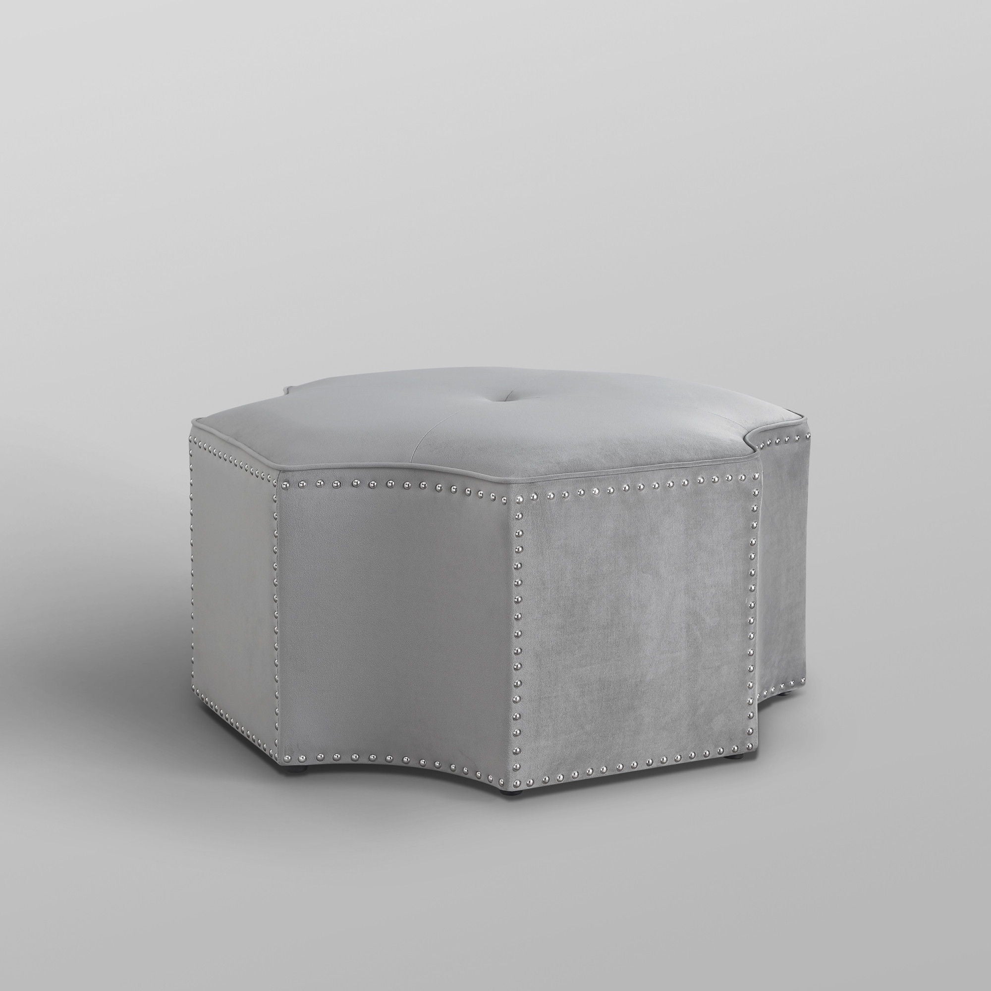 Linen Specialty Cocktail Ottoman - Gray