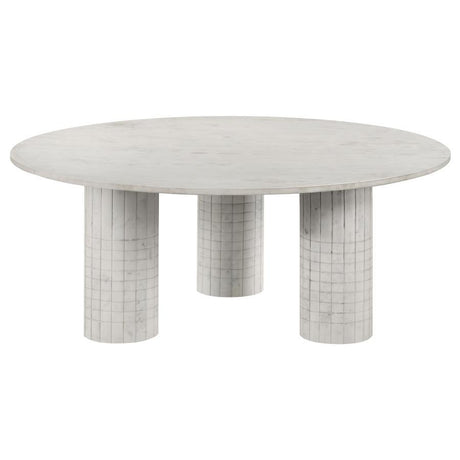 Astoria - Round Genuine Marble Coffee Table - White by Coaster Fine Furniture | Bel Furniture