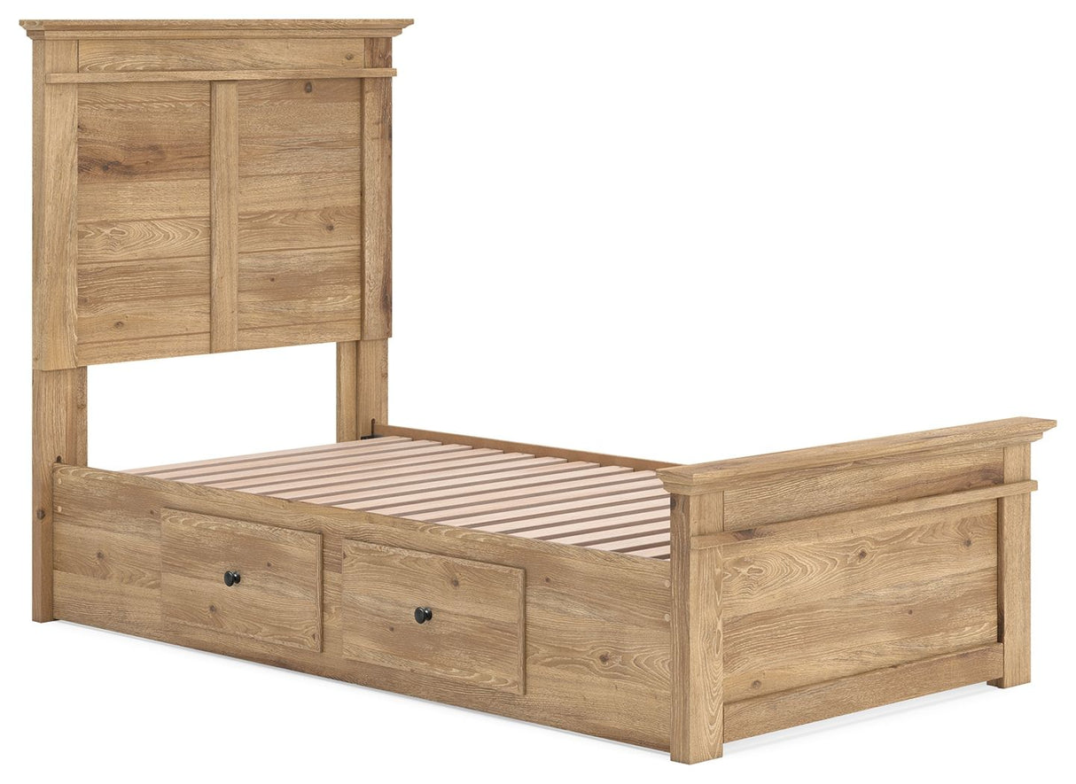 Makidern - Panel Storage Bed With 2 Under Bed Storage Units