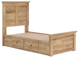 Makidern - Panel Storage Bed With 2 Under Bed Storage Units