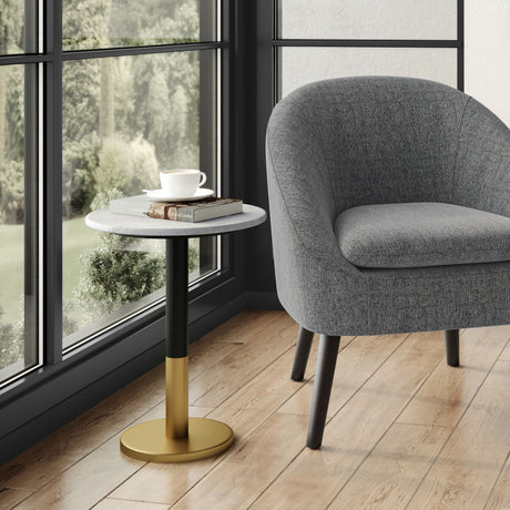 Evans - Marble Side Table - White by Simpli-Home | Bel Furniture