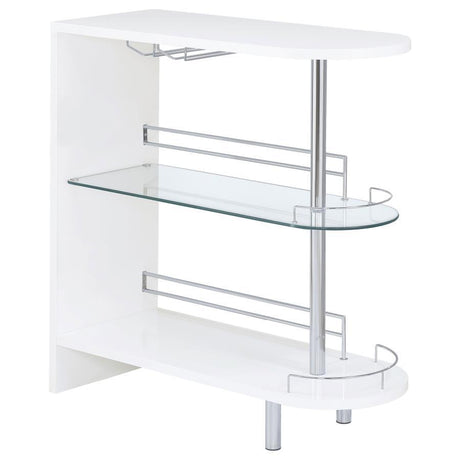 Adolfo - Rectangular 2-Tier Home Bar Table White by CoasterEssence | Bel Furniture
