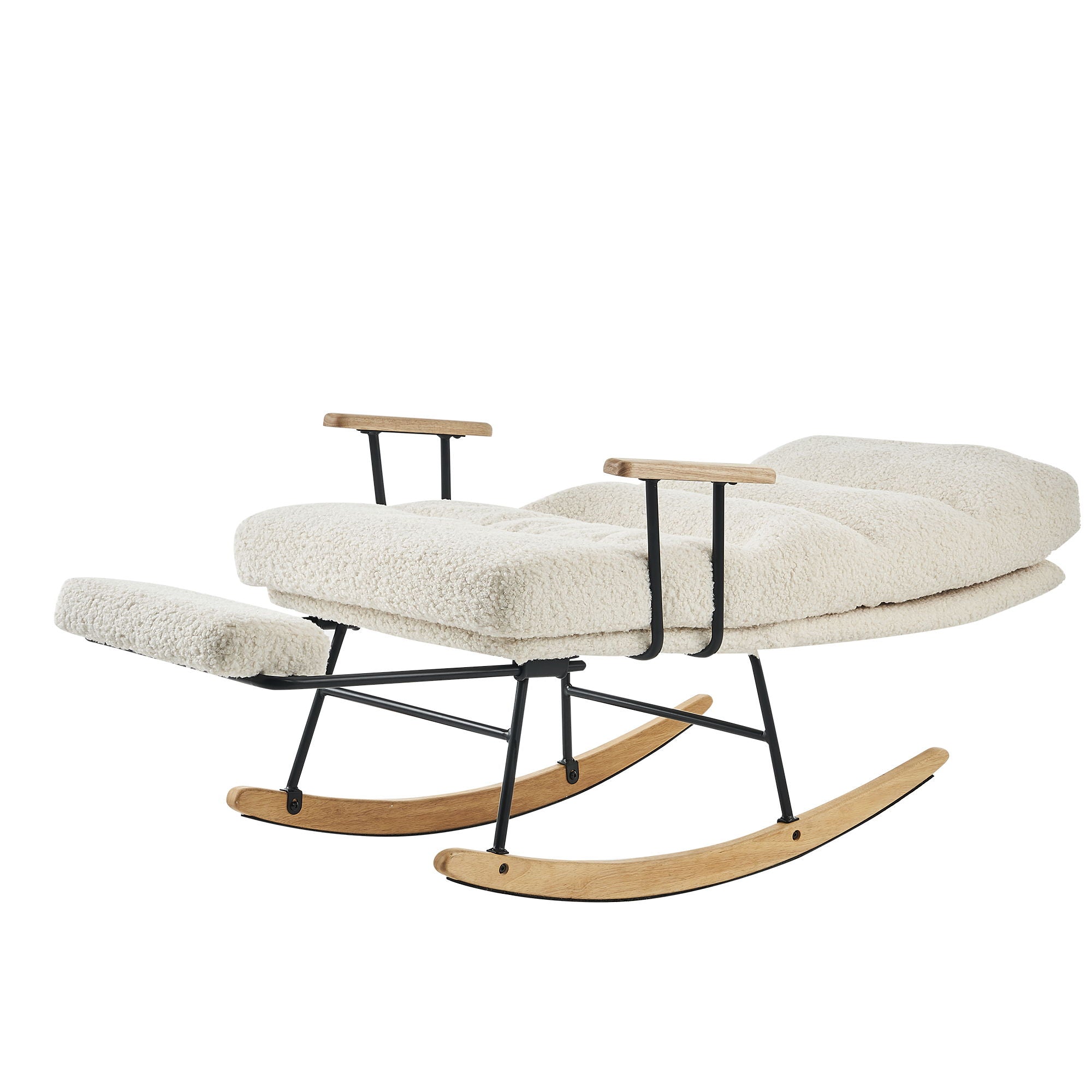 Modern Teddy Gliding Rocking Chair With High Back, Retractable Footrest, And Adjustable Back Angle For Nursery, Living Room, And Bedroom