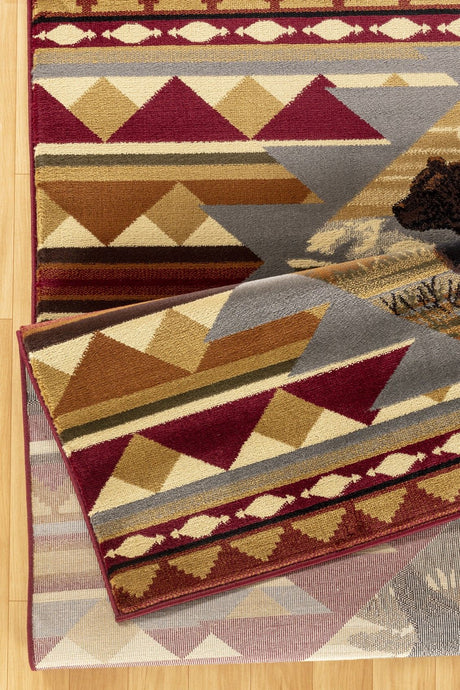 Nature's Nest - 5'3" X 7'3" Lodge Area Rug Polypropylene - Multi, Red by Icona Home Decor | Bel Furniture