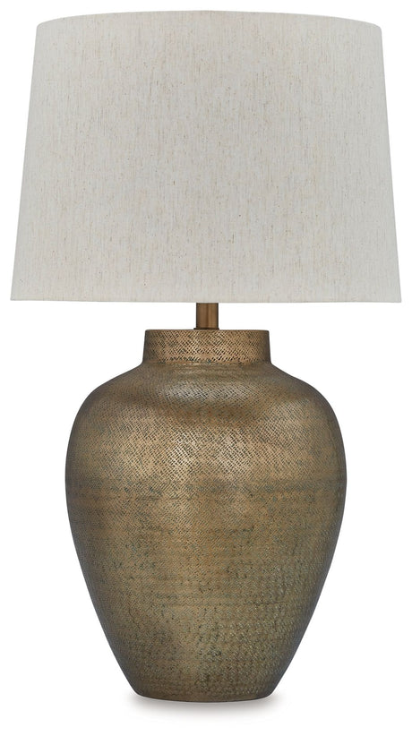 Madney - Antique Gold Finish - Metal Table Lamp by Signature Design by Ashley® | Bel Furniture