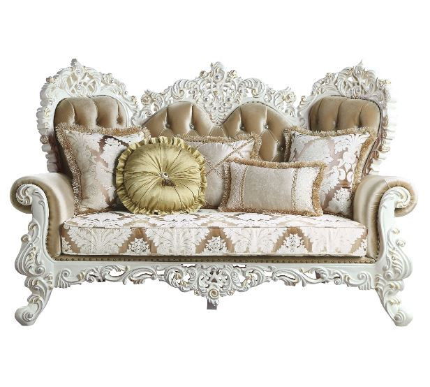 Loveseat And Toss Pillows - Brown / White