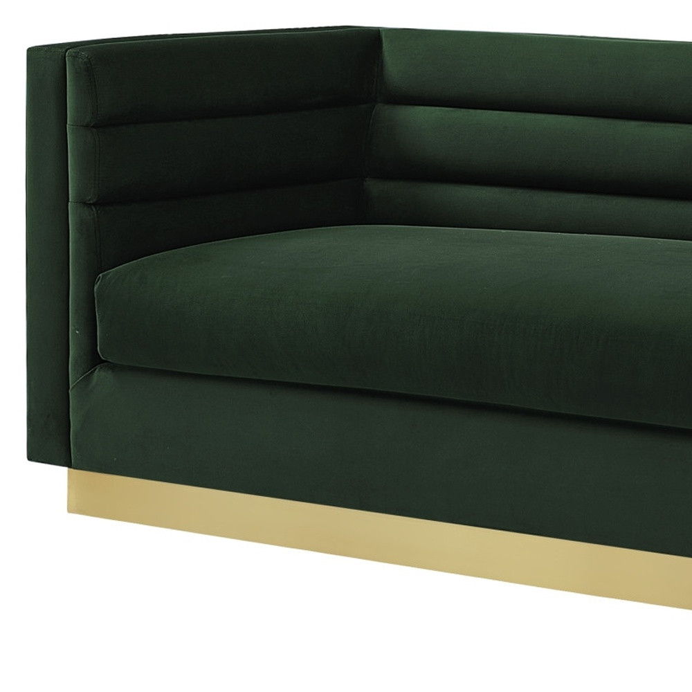 Velvet Sofa With Gold Legs - Hunter Green