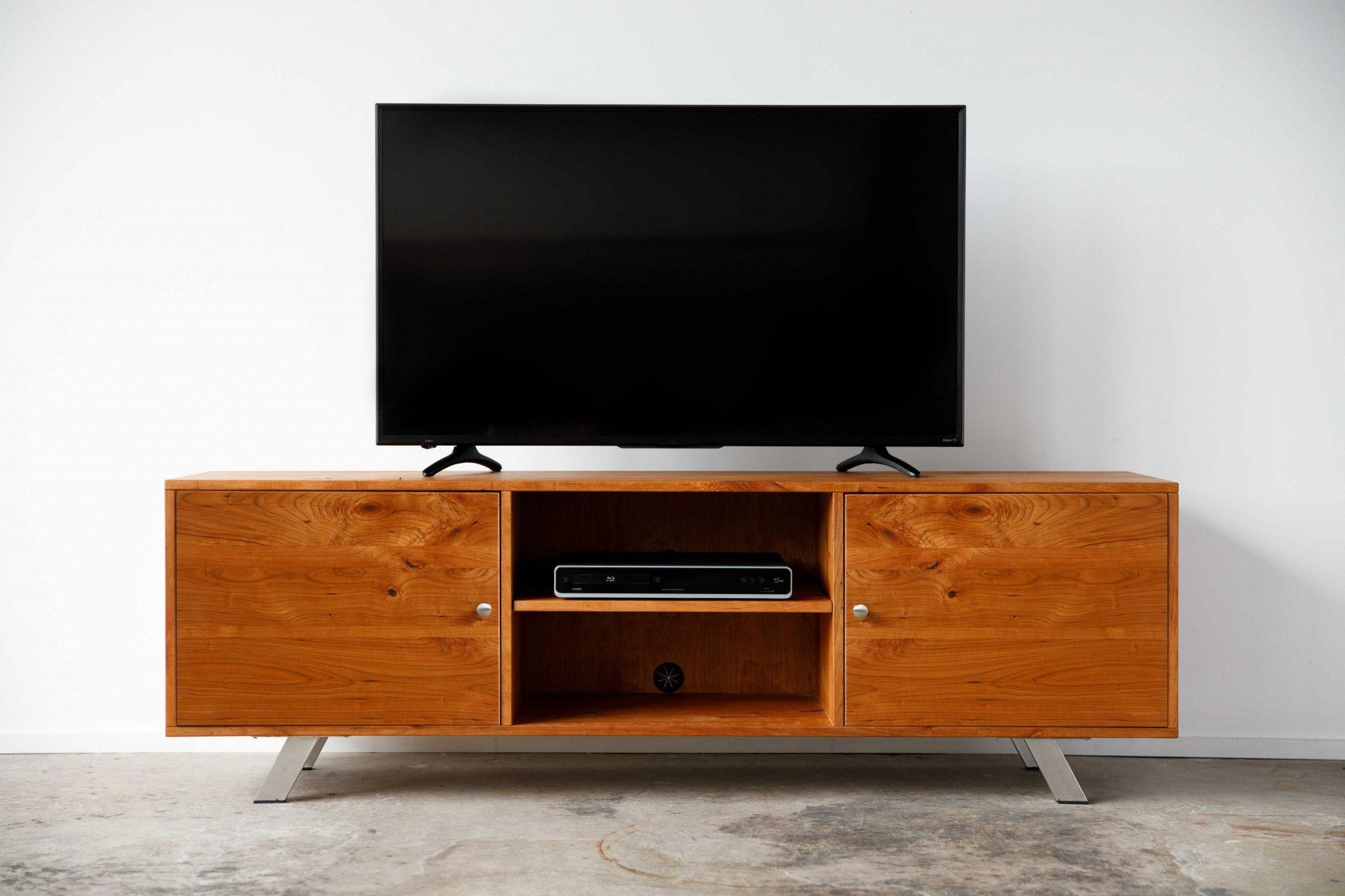 Wood Cabinet, Enclosed Storage TV Stand - Brown