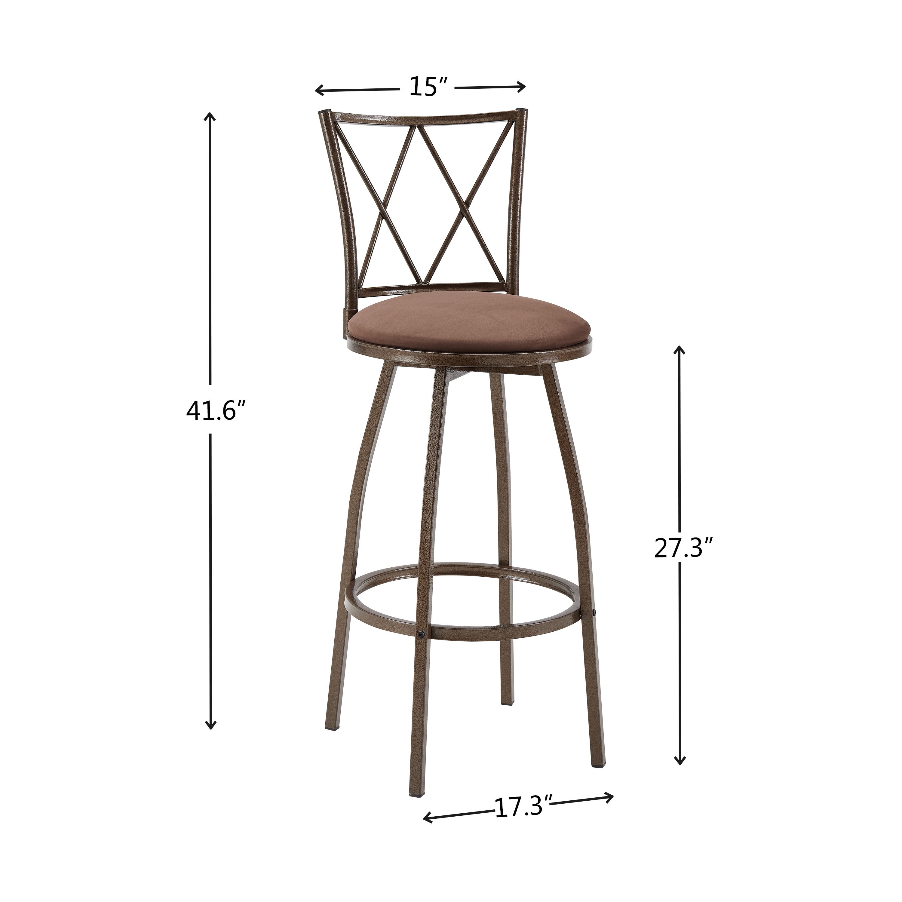 Bar Stools, Bar Chairs With Footrest (Set of 2) - Brown