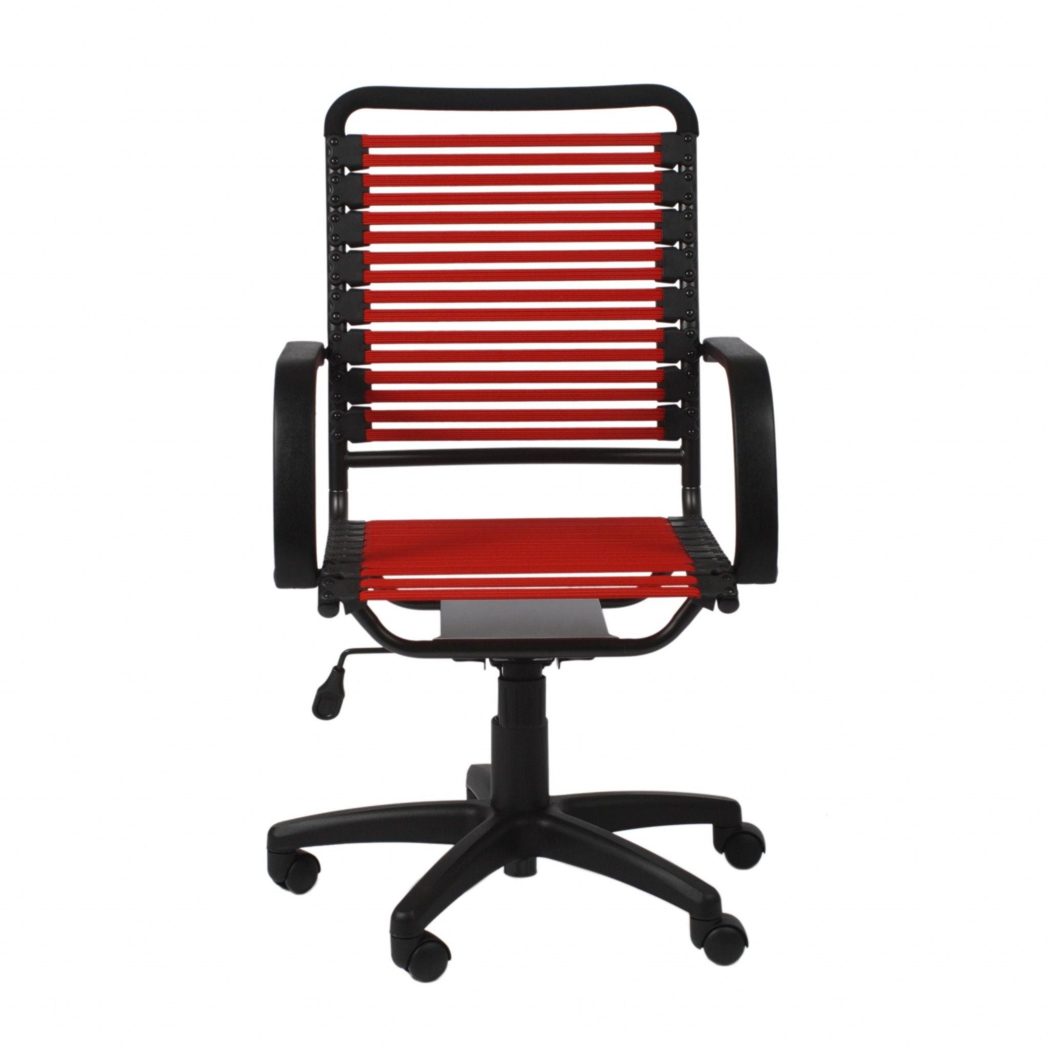 Adjustable Swivel Bungee Rolling Office Chair - Red / Black