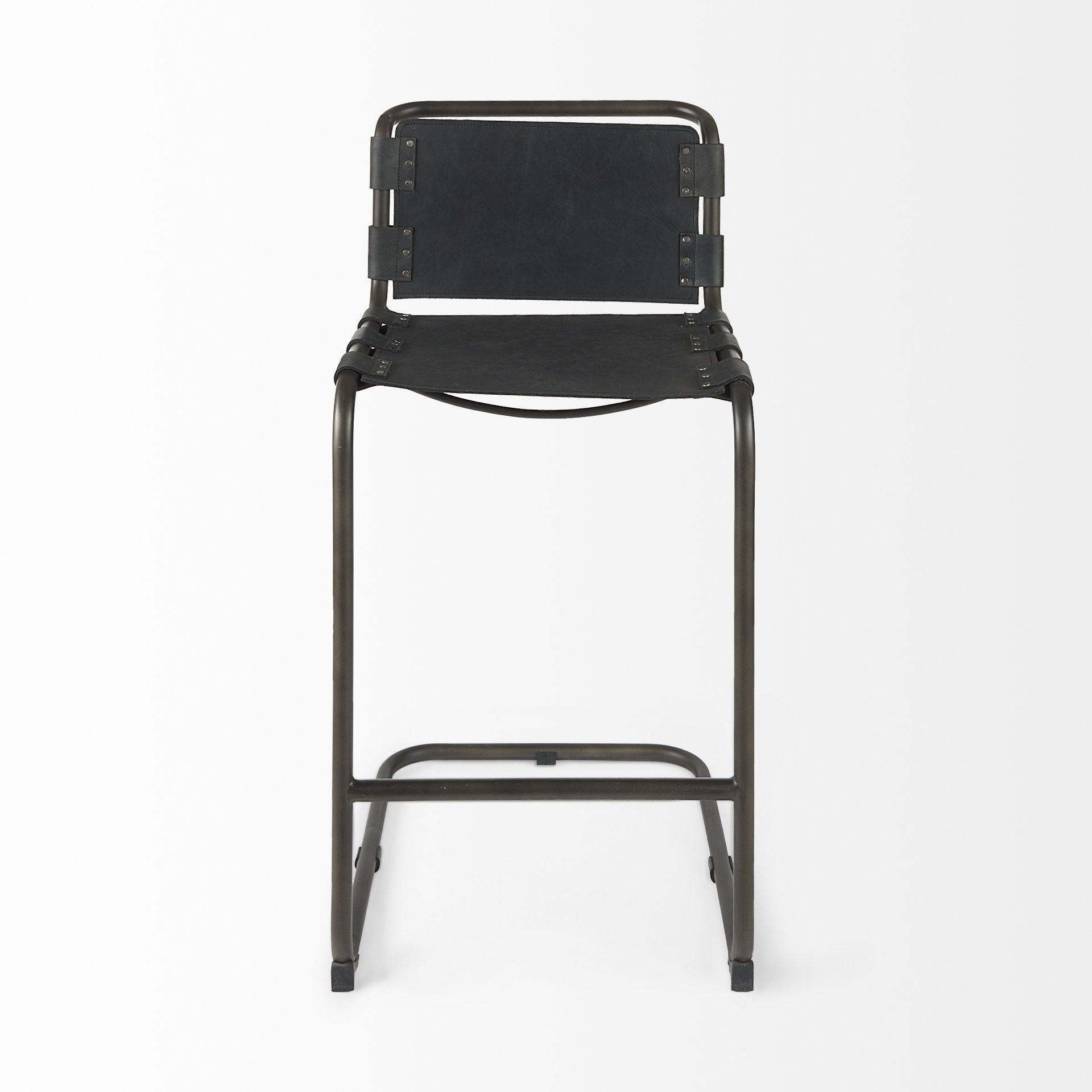 Leather And Iron Bar Chair - Black