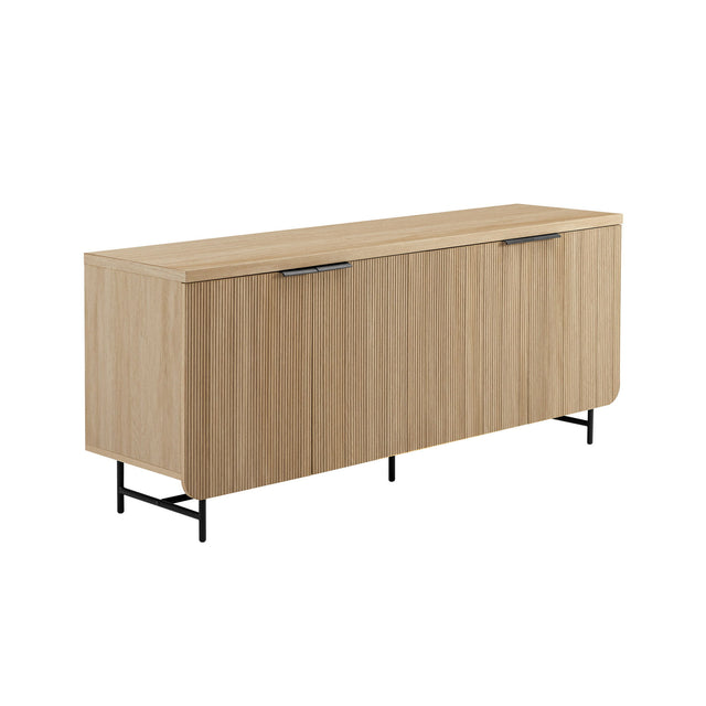 Modern Fluted Door Minimalist Storage Sideboard Light Brown by Walker Edison | Bel Furniture