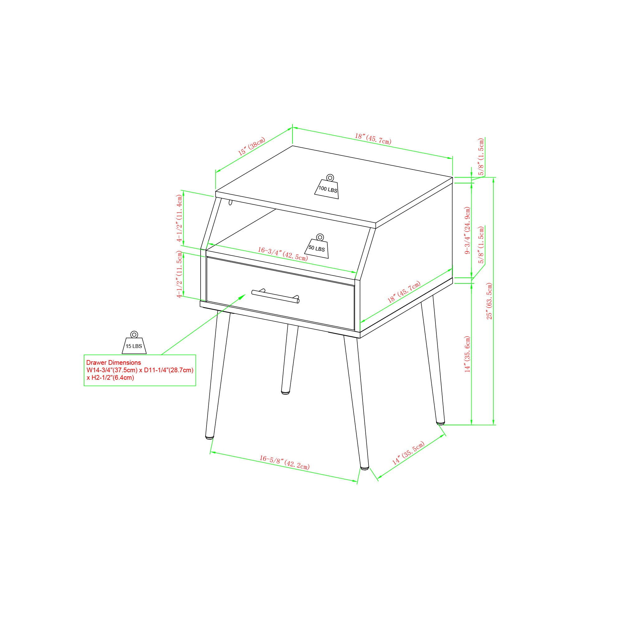 Contemporary Angled Nightstand - Slate Gray