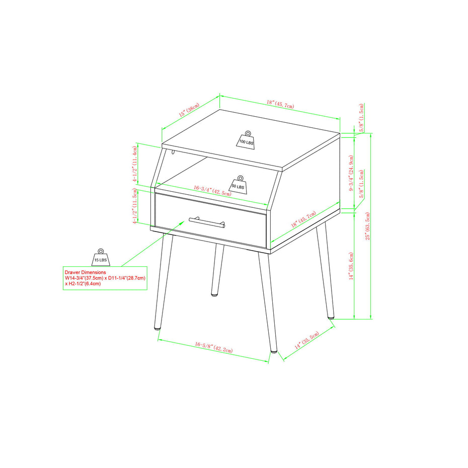 Contemporary Angled Nightstand - Slate Gray