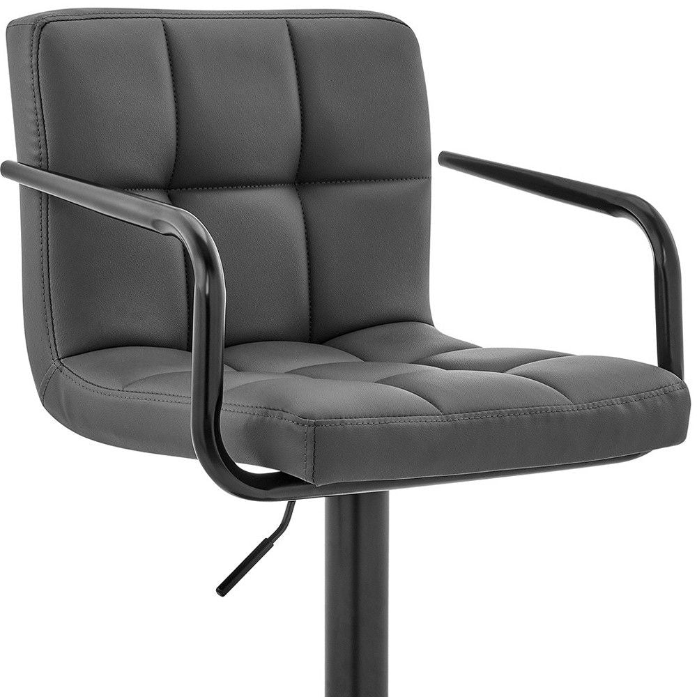 45" Faux Leather Swivel Low Back, Adjustable Height Bar Chair - Gray / Black